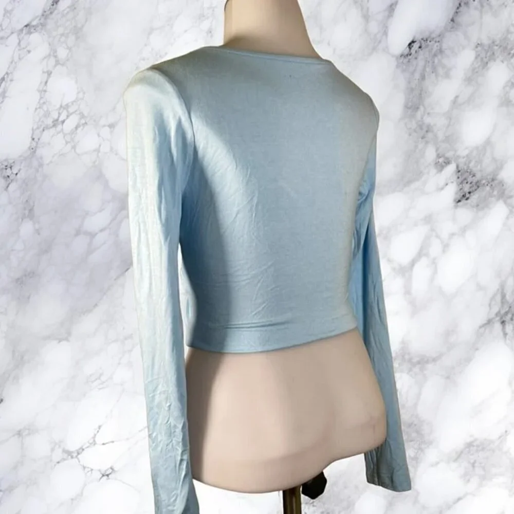 Superdown Matilda Wrap Crop Top - Baby Blue